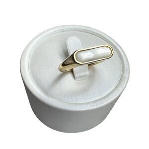 GORJANA Yellow Gold Plated Signet Ring Mother-Of-Pearl Sz 5.75